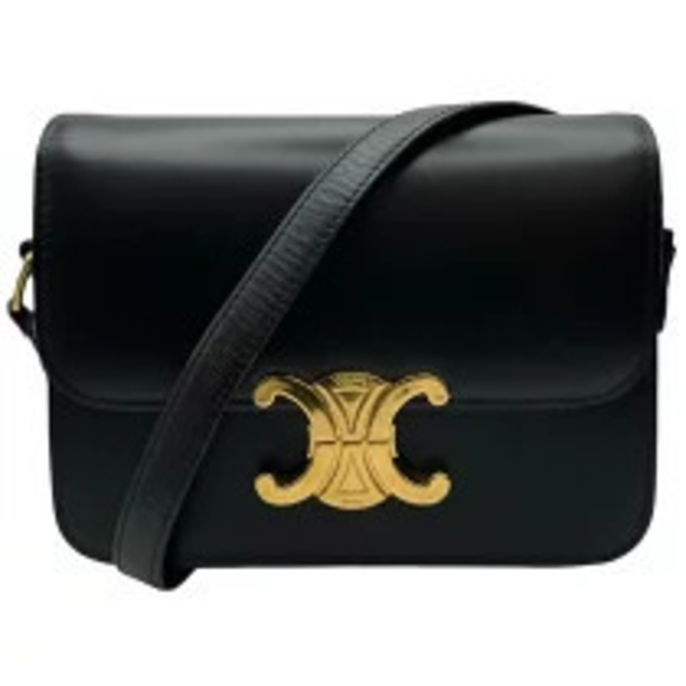 Celine Teen Triomphe Bag Black Shiny Calfskin Shoulder